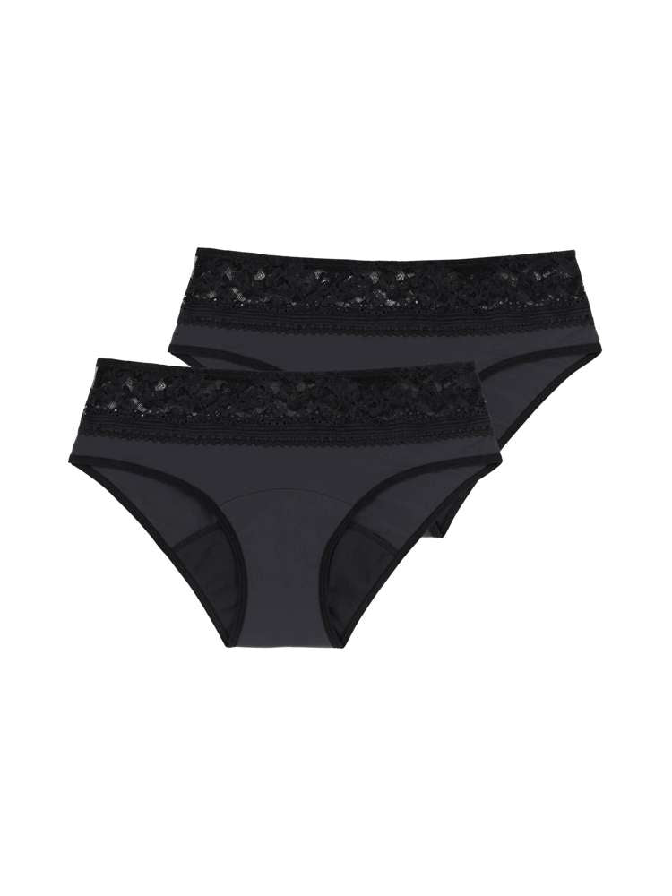 2 PACK PERIOD PANTIES LACE HIPSTER CLASSIC
