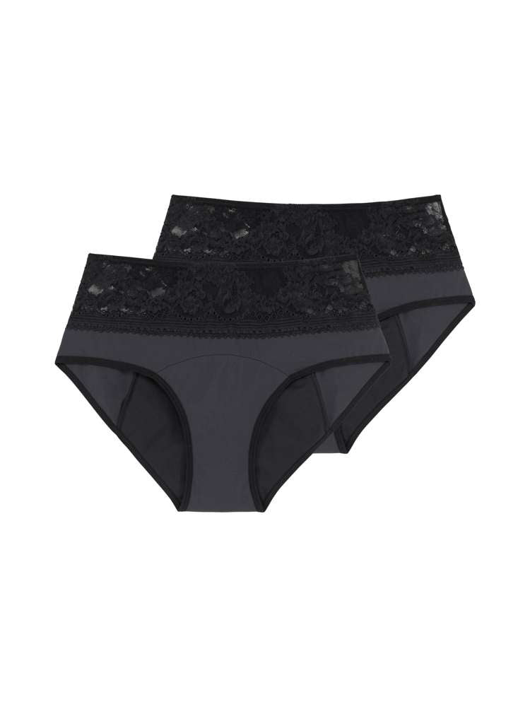 2 PACK PERIOD PANTIES LACE MIDI BRIEF