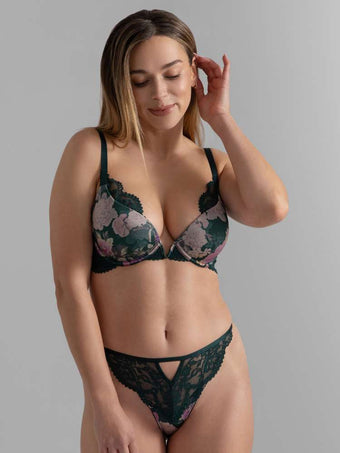 Floral Padded Plunge Bra