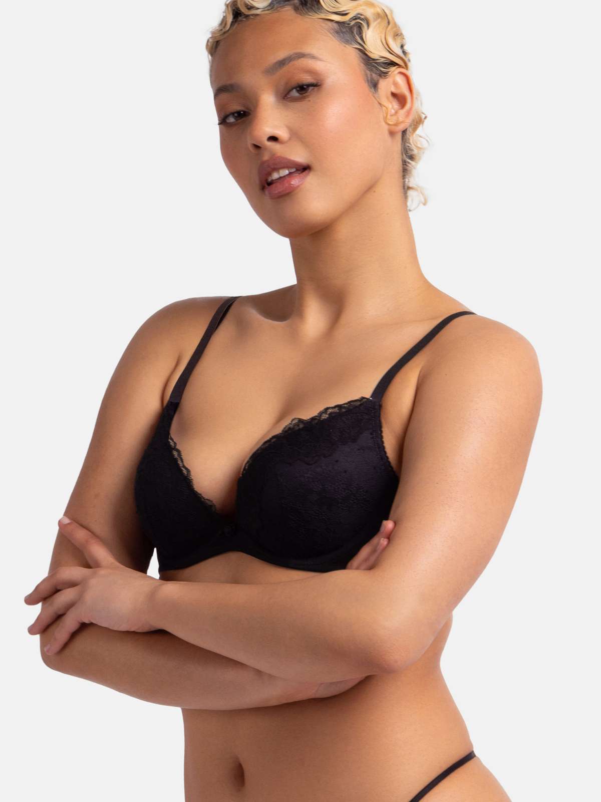 Origins Lace 2pp Padded Push Up Plunge Bra