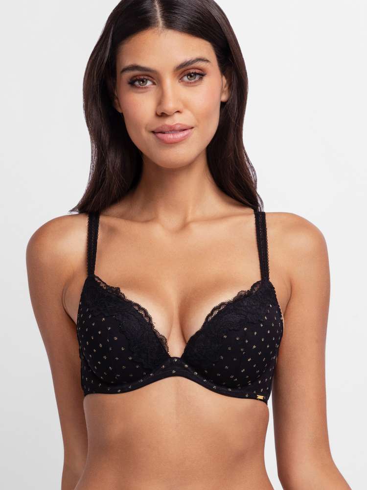 ORIGINS SHIMMER DOT MESH PUSH UP PLUNGE BRA