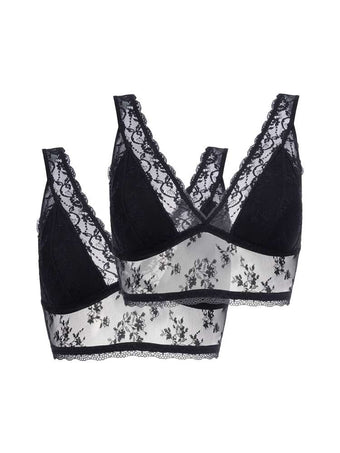 Lace Bralette with Removable Pads - 2 Pack