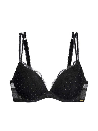 ORIGINS SHIMMER DOT MESH PUSH UP PLUNGE BRA