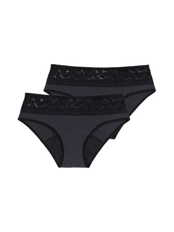 2 PACK PERIOD PANTIES LACE HIPSTER CLASSIC
