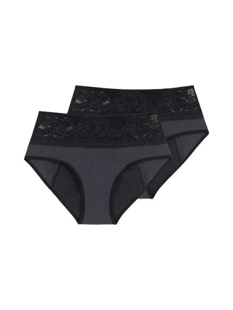 2 PACK PERIOD PANTIES LACE MIDI BRIEF