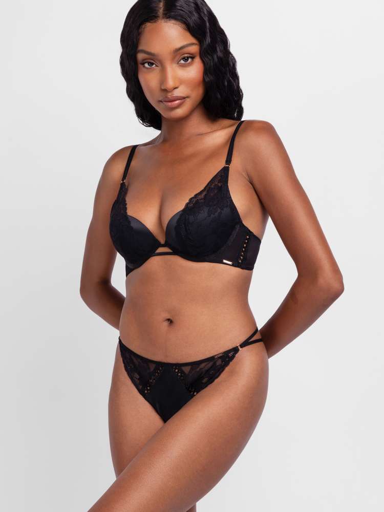 Satin Padded Plunge Bra