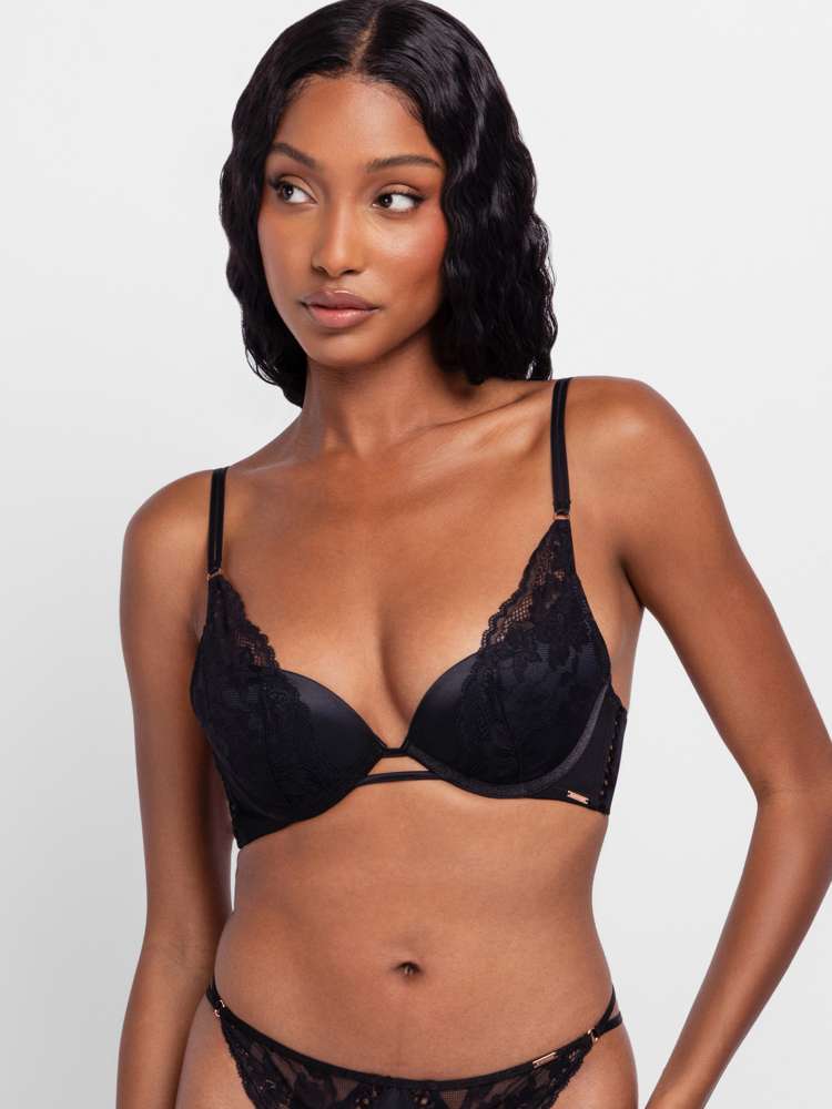 Satin Padded Plunge Bra