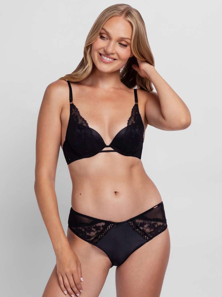 Satin Padded Plunge Bra