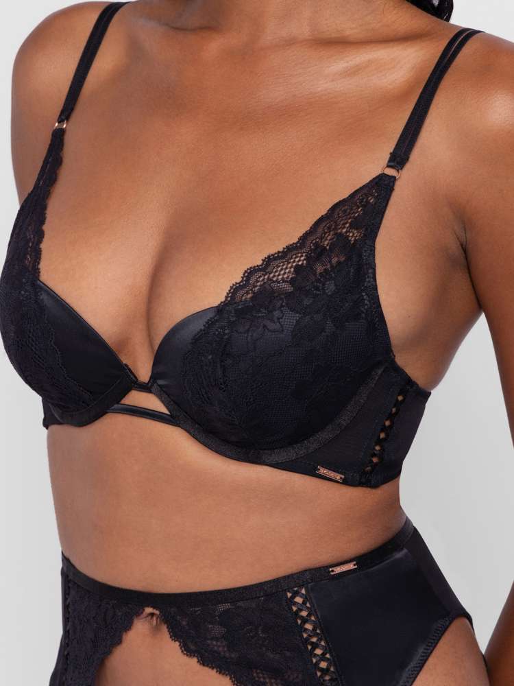 Satin Padded Plunge Bra