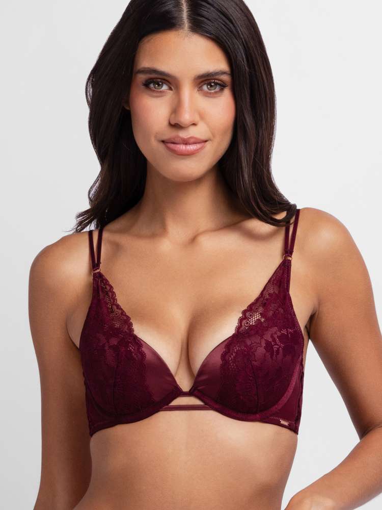 Satin Padded Plunge Bra