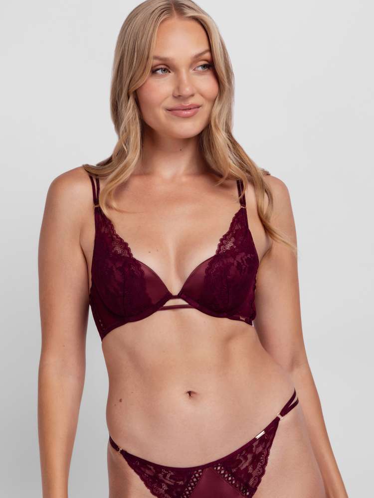 Satin Padded Plunge Bra