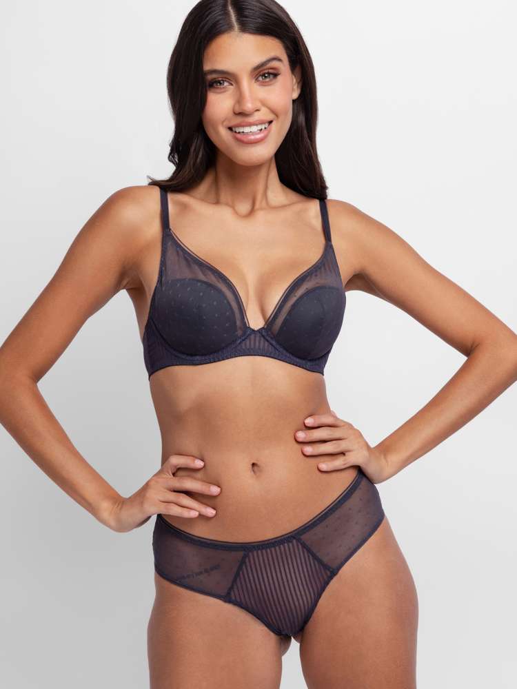 Soutien-gorge push-up plongeant à pois Origins