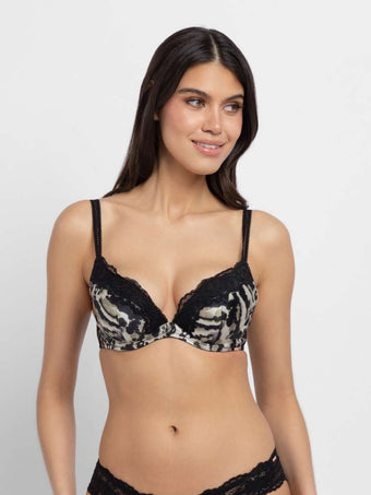 ORIGINS PRINT PUSH UP PLUNGE BRA