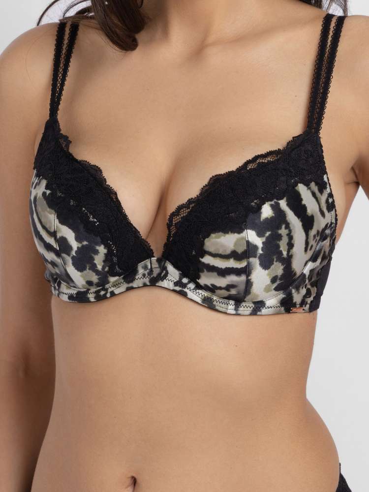 ORIGINS PRINT PUSH UP PLUNGE BRA