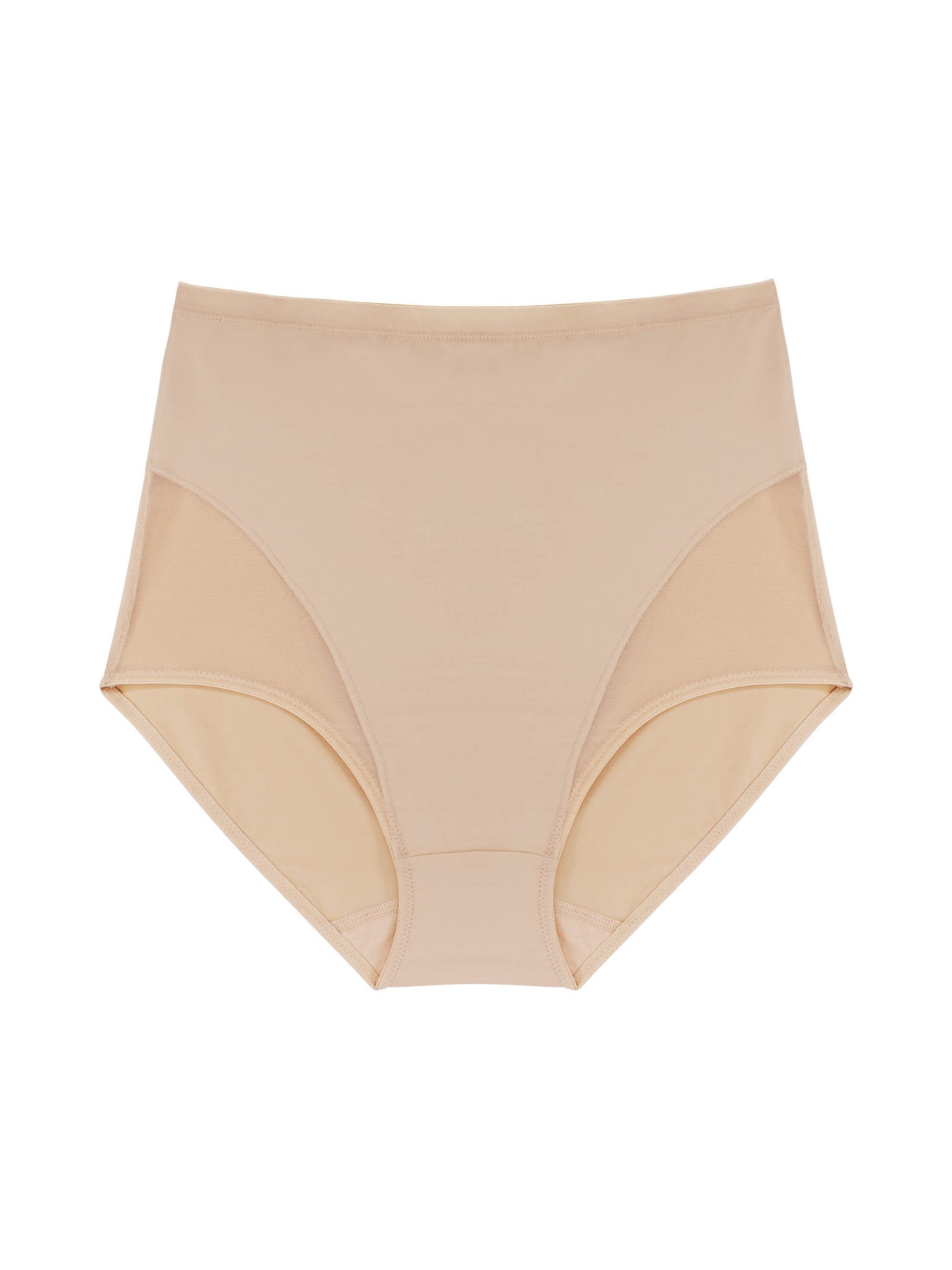 Dorina high waist medium control contour shaping thong with lace detail in  light beige