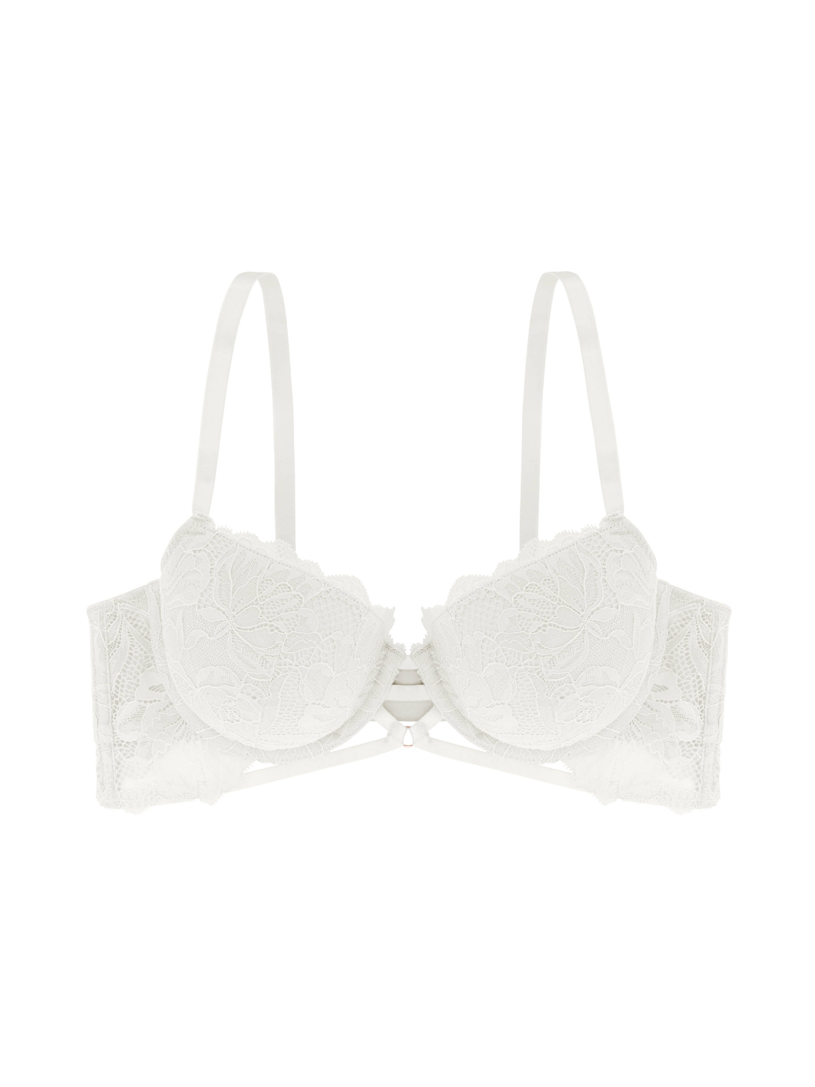 White Bra With Attached Silver Metallic Sheer Strap - I Am More Scarsdale
