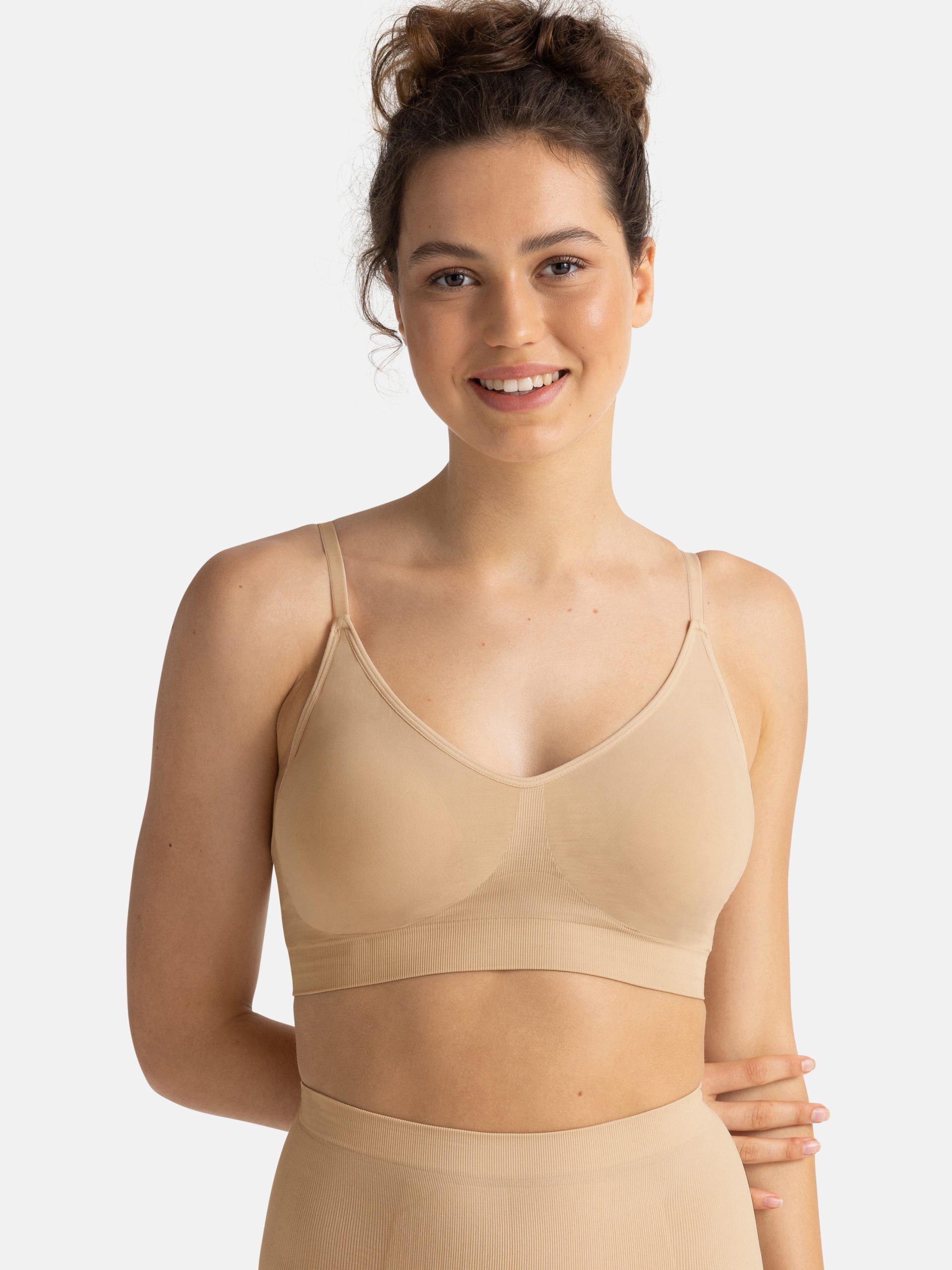 Dorina Revive nylon blend seamless bralette with removable pads in beige -  BEIGE