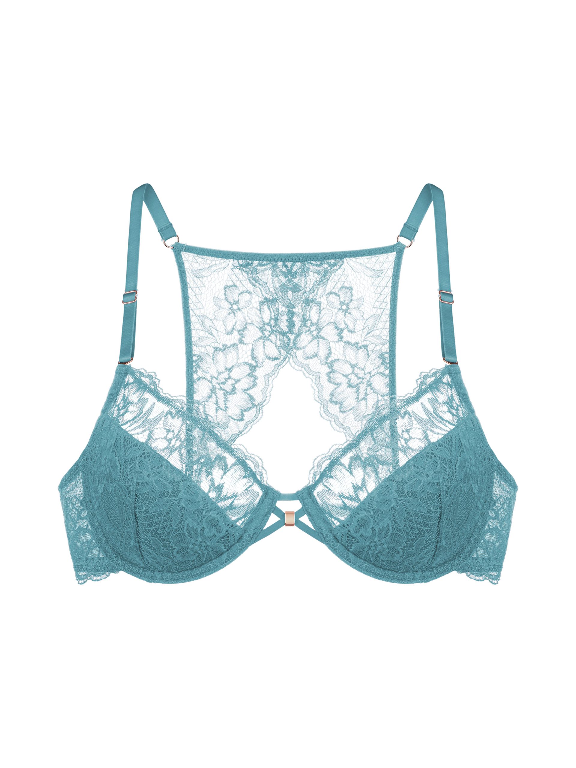 Dorina Curves Light Green Floral Lace Underwired Bra | New Look