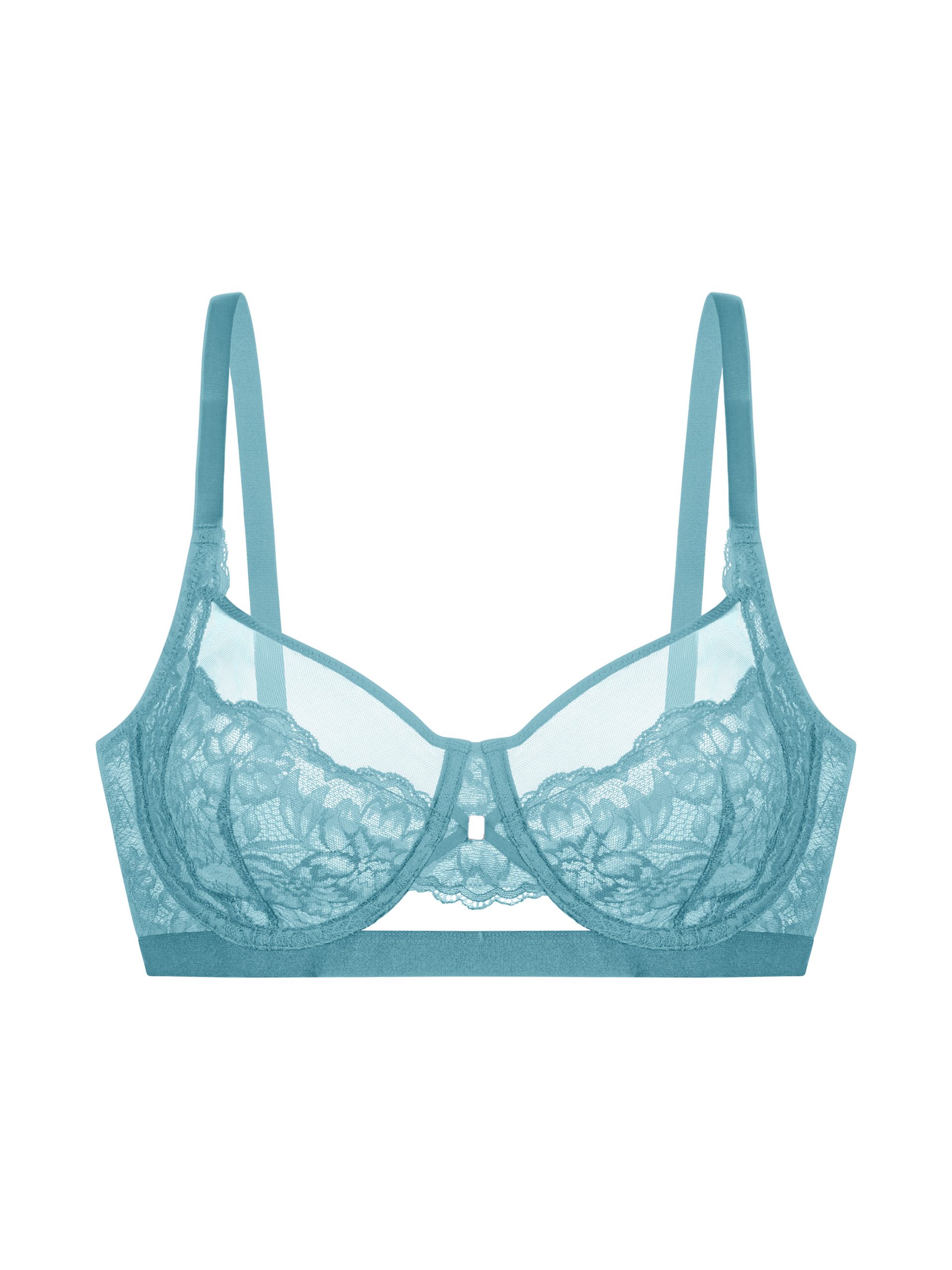 Women's Under-Wired Padded Micro Touch Nylon Elastane Stretch Medium  Coverage T-Shirt Bra with Detachable Straps - Chambray Blue